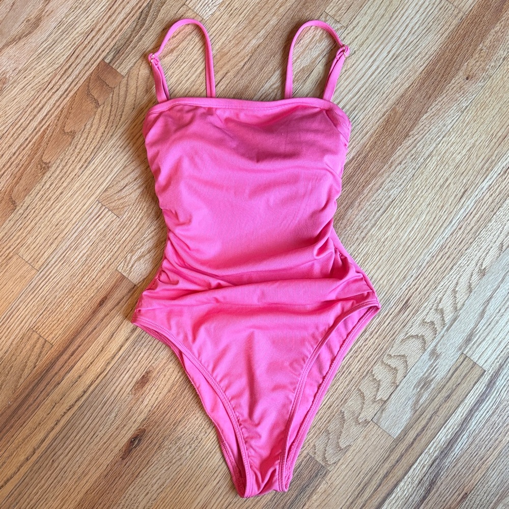 Shade & Shore XS High Leg Cheeky Swimsuit in Vibrant Pink